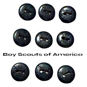 (9 Set) BSA BOY SCOUT YOUTH BUTTONS - BLACK ROUND